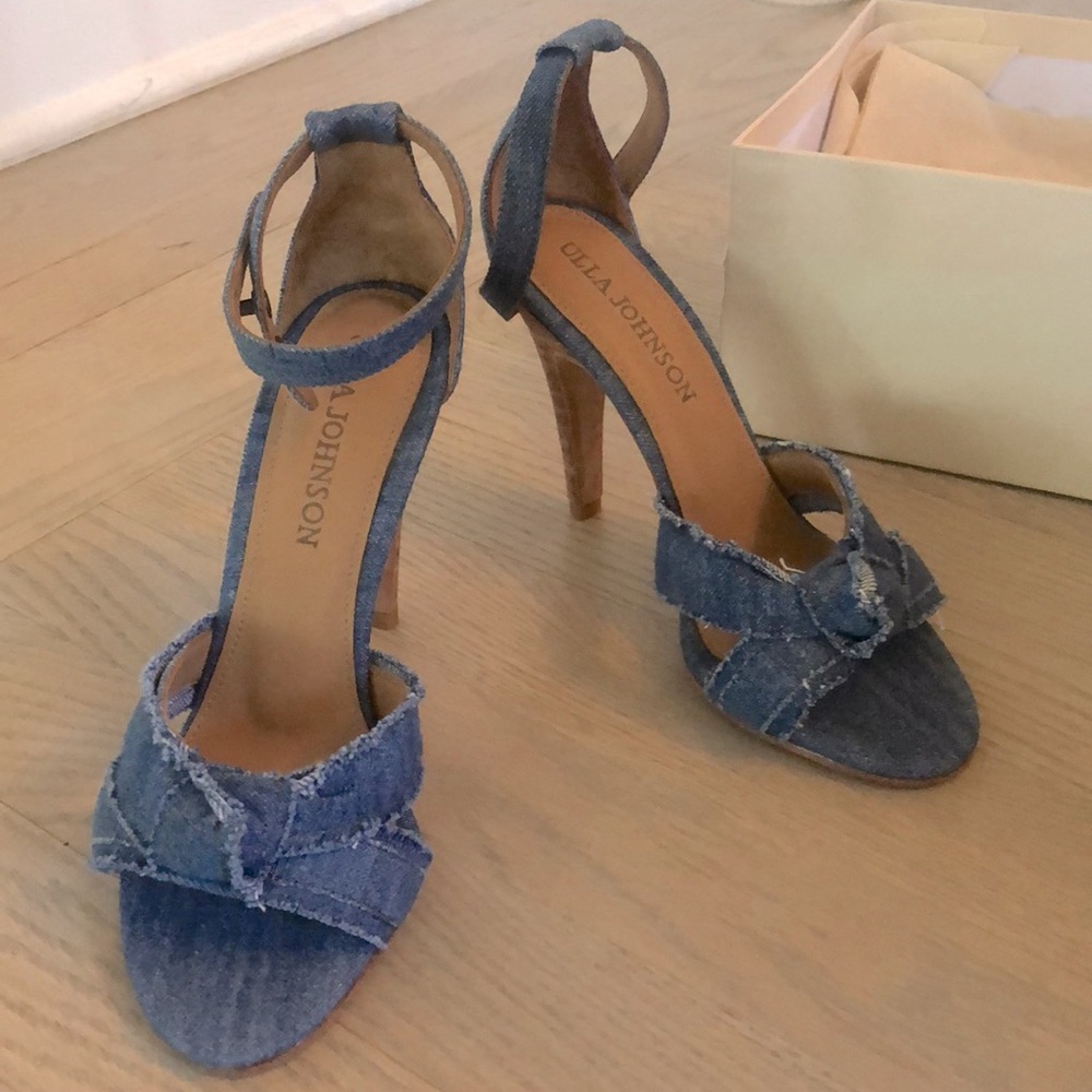 Ulla Johnson Blue Denim Knot Front High Heel Sandals